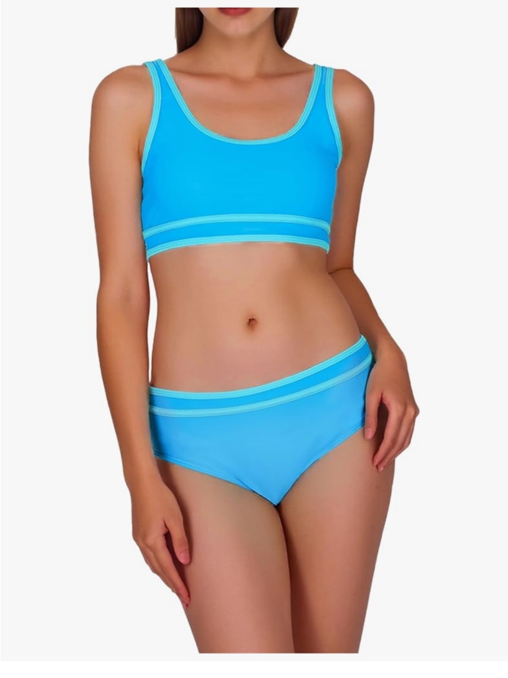 Amazon Blue Two-Piece Sport Bikini with Light Aqua Trim